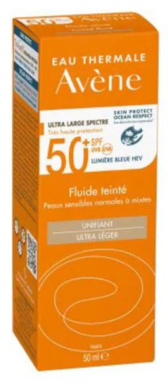AVENE SOLARE VISO FLUIDO ULTRA-LEGGERO COLORATO PELLI NORMALI E MISTE SPF50+ DA 50ML - maxifarmacia.it