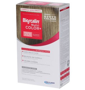 BIOSCALIN NUTRI COLOR+ 7,01 BIONDO FREDDO CREMA COLORANTE 40 ML + RIVELATORE CREMA 60 ML + SHAMPOO 12 ML + BALSAMO 12 ML + GUANTI USA E GETTA - maxifarmacia.it