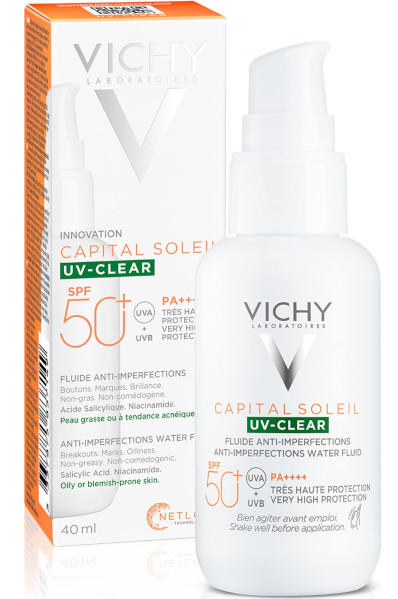 VICHY CAPITAL SOLEIL UV-CLEAR FLUIDO ANTI-IMPERFEZIONI SPF50 40ml - maxifarmacia.it