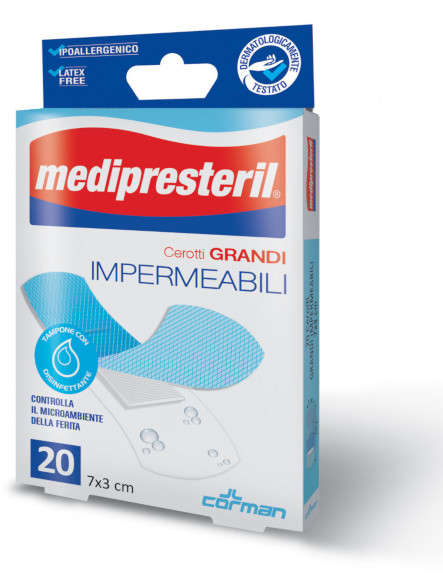 MEDIPRESTERIL 20 CEROTTI GRANDI IMPERMEABILI 7X3CM - maxifarmacia.it