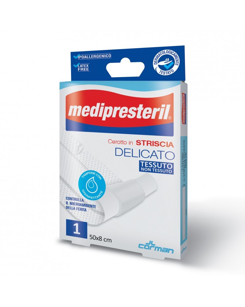 MEDIPRESTERIL CEROTTO IN STRISCIA DELICATO TNT 50X8CM - maxifarmacia.it
