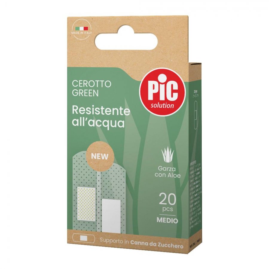 PIC CEROTTO GREEN 20 CEROTTI MEDI RESISTENTI ALL'ACQUA 7X2CM - maxifarmacia.it