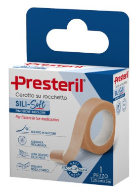 PRESTERIL SILI-SOFT CEROTTO SKIN IN ROCCHETTO 1,25 CM X 3 M - maxifarmacia.it