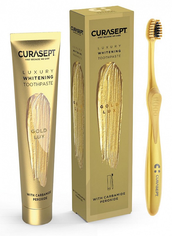 CURASEPT GOLD LUXURY WHITENING DENTIFRICIO 75 ML + SPAZZOLINO - maxifarmacia.it