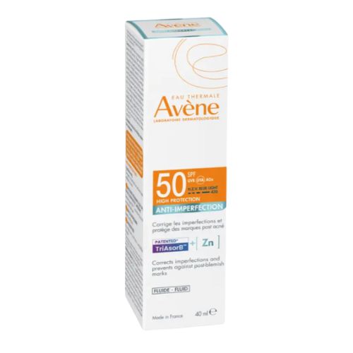 AVENE SOLARE FLUIDO ANTI-IMPERFEZIONI SPF50 + [Zn] DA 40 ML - maxifarmacia.it