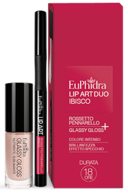 EUPHIDRA LIP ART DUO IBISCO ROSSETTO PENNARELLO + GLASSY GLOSS - maxifarmacia.it