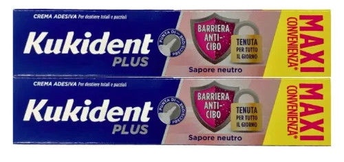 KUKIDENT PLUS BARRIERA ANTI CIBO NEUTRO BIPACK 2X57G - maxifarmacia.it