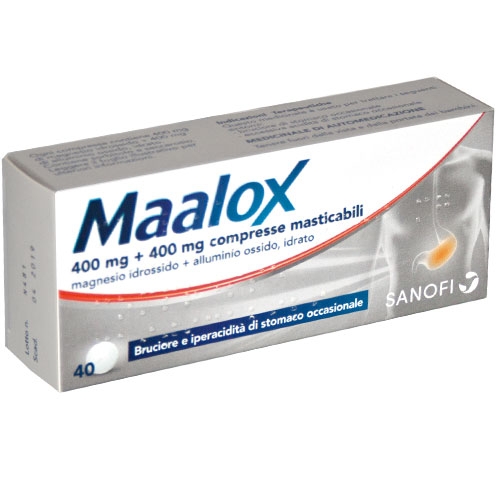 MAALOX*40CPR MASTICABILI 400MG+400MG - maxifarmacia.it