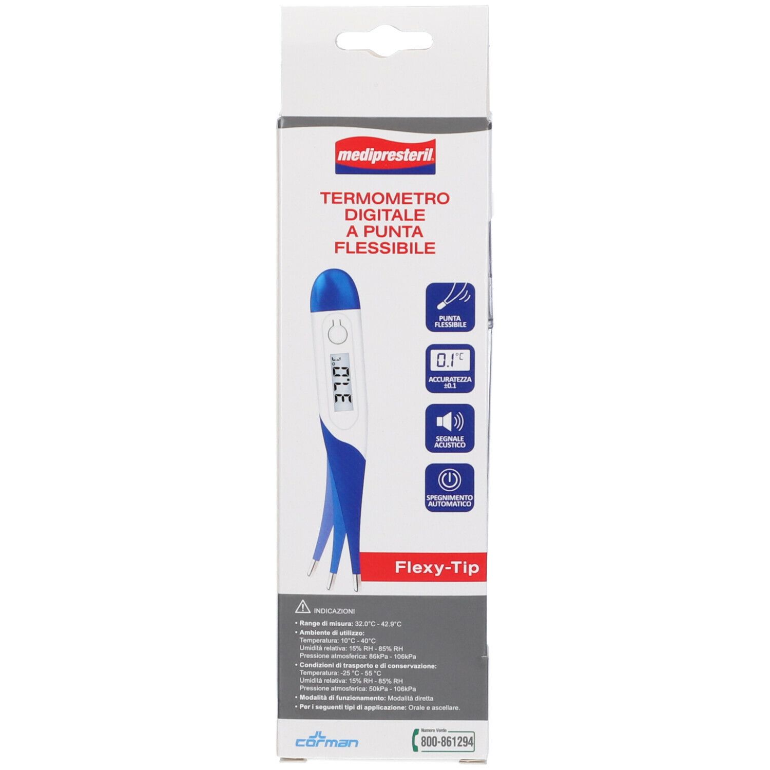 MEDIPRESTERIL FLEXY TIP TERMOMETRO DIGITALE A PUNTA FLESSIBILE - maxifarmacia.it