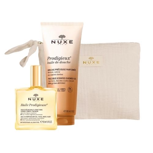NUXE ICONIC BODY RITUAL OLIO PRODIGIEUSE 50ML + OLIO DOCCIA  200ML CON POUCH IN OMAGGIO - maxifarmacia.it
