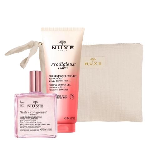 NUXE ICONIC BODY RITUAL OLIO PRODIGIEUSE FLORAL 50ML + GEL DOCCIA FLORAL 200ML CON POUCH IN OMAGGIO - maxifarmacia.it