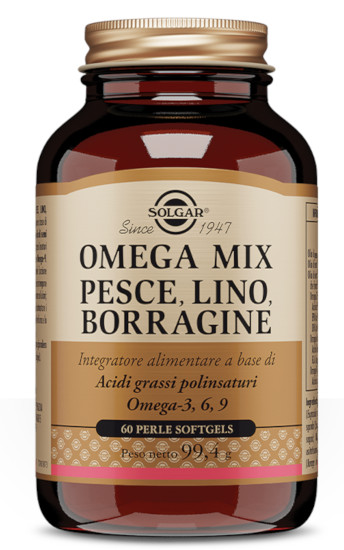 SOLGAR OMEGA MIX PESCE, LINO, BORRAGGINE da 60 PERLE - maxifarmacia.it