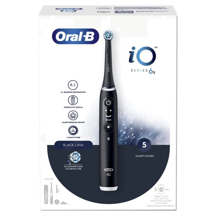 ORAL-B SPAZZOLINO ELETTRICO iO SERIES 6S BLACK  LAVA + 2 REFILL - maxifarmacia.it