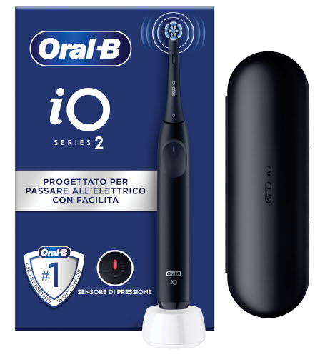 ORALB POWER SPAZZOLINO ELETTRICO IO2 SERIES NIGHT BLACK + TRAVEL CASE - maxifarmacia.it