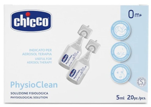 CHICCO PHYSIOCLEAN SOLUZIONE SALINA ISOTONICA 20 PEZZI DA 5 ML - maxifarmacia.it