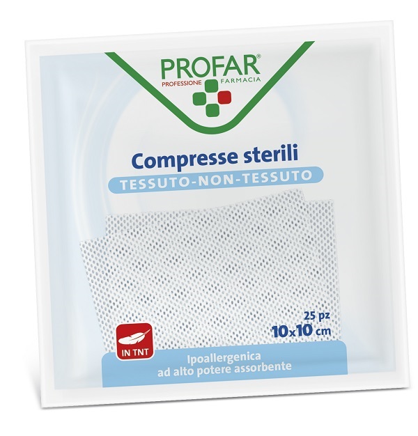 GARZA COMPRESSA TESSUTO NON TESSUTO 10X10 CM 25 PEZZI PROFAR - maxifarmacia.it