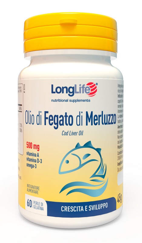 LONGLIFE OLIO FEGATO MERLUZZO 500 MG 60 PERLE IN GELATINA - maxifarmacia.it