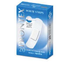 CEROTTO PRONTEX WHITE STRIPS IN TESSUTO NON TESSUTO BIANCO STERILE SCATOLA 20 CEROTTI MEDI - maxifarmacia.it