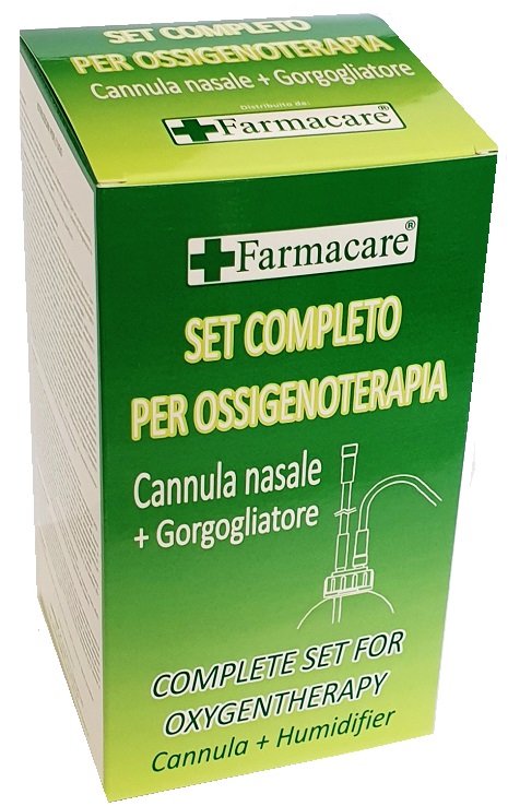 SET PER OSSIGENOTERAPIA CON SOSTEGNO A OCCHIALE MUNITO DI TUBO DI COLLEGAMENTO FLESSIBILE ANTIOTTURAMENTO ED UN GORGOGLIATORE PER UMIDUFUCAZIONE - maxifarmacia.it
