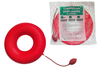 CIAMBELLA GONFIABILE PER INVALIDI IN GOMMA ROSSA TEAM DELUXE CON POMPA 40CM DIAMETRO - maxifarmacia.it