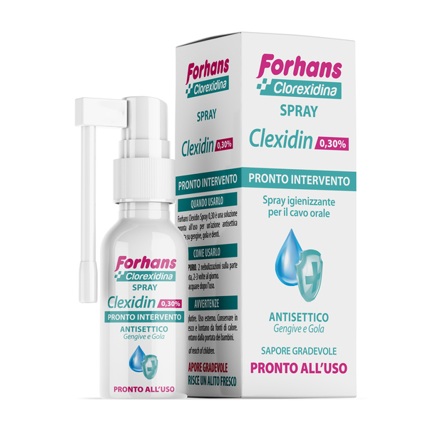 COLLUTORIO SPRAY CON CLOREXIDINA FORHANS CLEXIDIN 50ML - maxifarmacia.it
