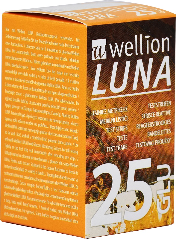 WELLION LUNA 25 STRIPS STRISCE PER MISURAZIONE GLICEMIA - maxifarmacia.it