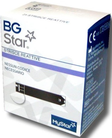 STRISCE REATTIVE MISURAZIONE GLICEMIA BGSTAR MYSTAR 25 PEZZI - maxifarmacia.it