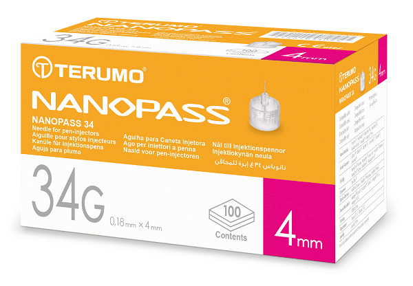 AGO PER PENNA DA INSULINA NANOPASS 34 GAUGE LUNGHEZZA 4 MM 100 PEZZI - maxifarmacia.it