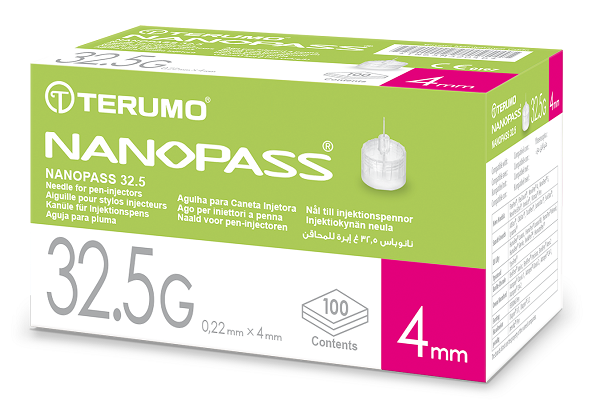 AGO PER PENNA DA INSULINA NANOPASS 32,5 GAUGE LUNGHEZZA 4 MM 100 PEZZI - maxifarmacia.it