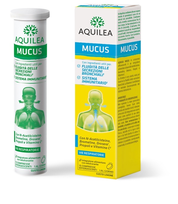 AQUILEA MUCUS 15 COMPRESSE EFFERVESCENTI 90 G - maxifarmacia.it