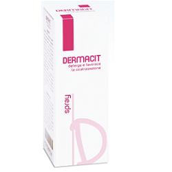 DERMACIT SPRAY FLACONE CILINDRICO IN PE BIANCO CON TASTO EROGATORE SPRAY IN PP BIANCO E CAPPUCCIO SALVATASTO TRASPARENTE,DISPOSITIVO MEDICO 1 PZ - maxifarmacia.it