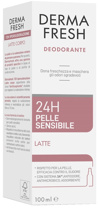 DERMAFRESH 24H PELLE SENSIBILE LATTE 100 ML - maxifarmacia.it