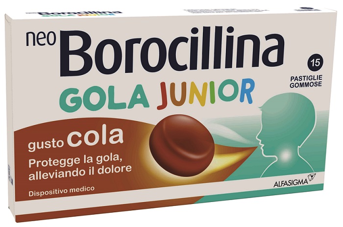 NEOBOROCILLINA GOLA JUNIOR 15 PASTIGLIE GUSTO COLA - maxifarmacia.it