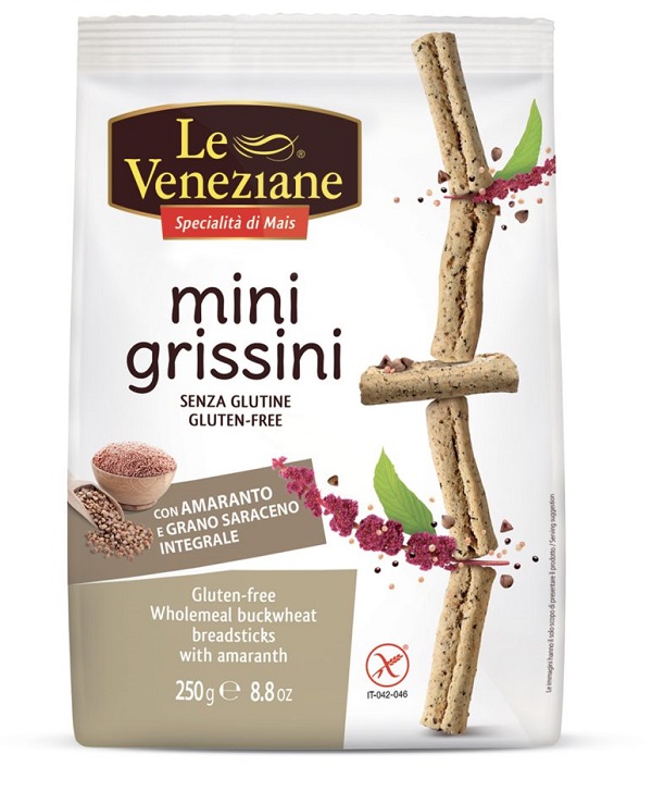 LE VENEZIANE MINIGRISSINI GRANO SARACENO INTEGRALE CON AMARANTO 250 G - maxifarmacia.it