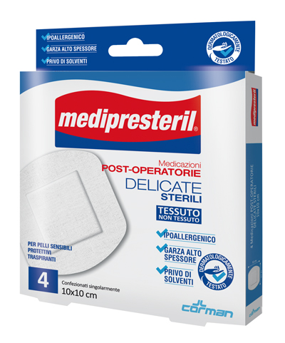 MEDIPRESTERIL 5 MEDICAZIONI POST OPERATORIE DELICATE IN TNT 10X10CM - maxifarmacia.it
