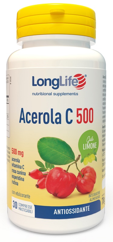 LONGLIFE ACEROLA C500 LIMONE 30 COMPRESSE MASTICABILI - maxifarmacia.it
