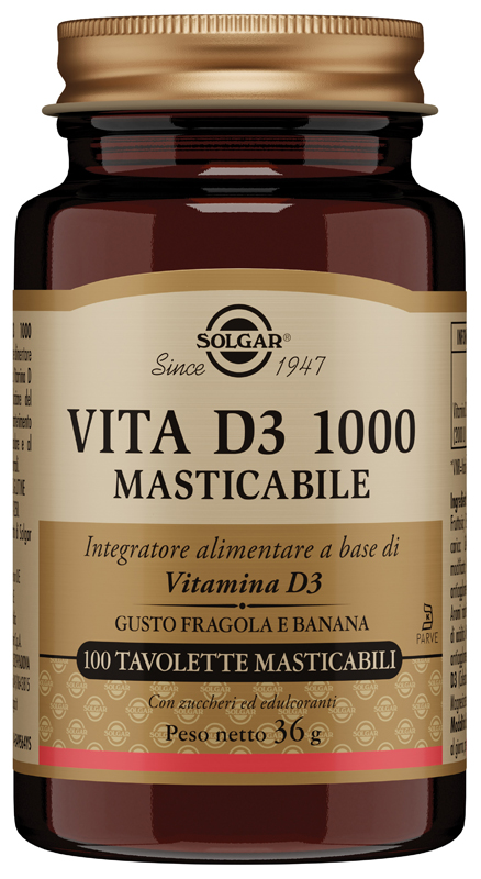SOLGAR VITA D3 1000 100 TAVOLETTE MASTICABILI - maxifarmacia.it