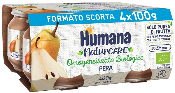 HUMANA OMOGENEIZZATO PERA BIO 4 PEZZI DA 100 G - maxifarmacia.it