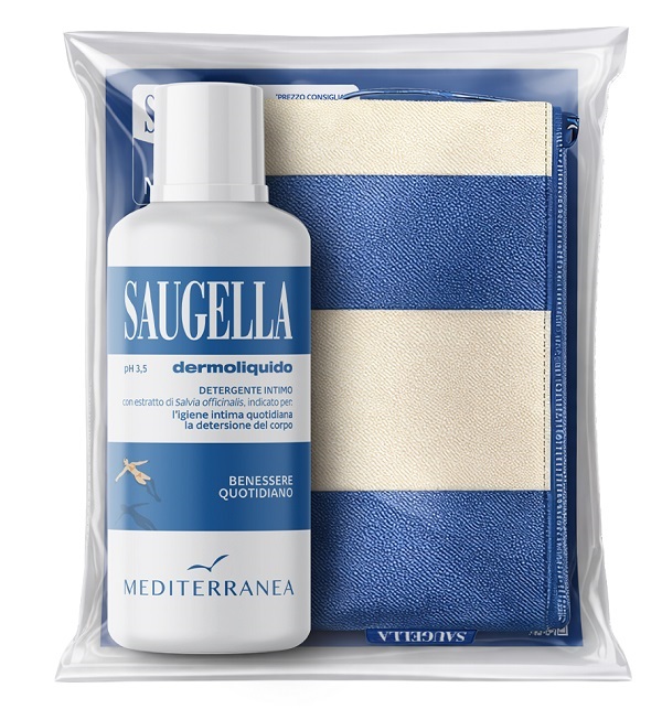 SAUGELLA MEDITERRANEA BUNDLE DERMOLIQUIDO 500 ML + GADGET POCHETTE - maxifarmacia.it