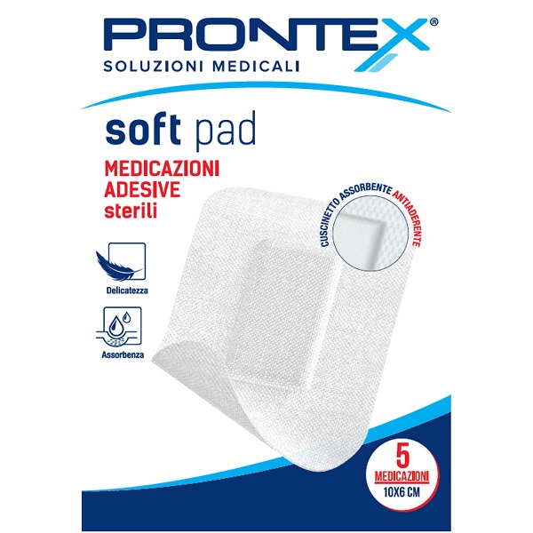 MEDICAZIONE ADESIVA STERILE PRONTEX SOFT PAD 10X6 CM 5 PEZZI - maxifarmacia.it