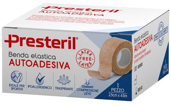 BENDA ELASTICA AUTOADESIVA LATEX FREE PRESTERIL CM 2,5X4,5 M TESI SKIN - maxifarmacia.it