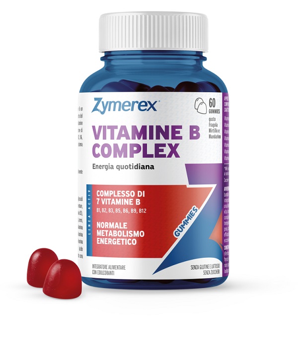 ZYMEREX VITAMINE B COMPLEX 60 GUMMIES GUSTO FRAGOLA MIRTILLO MANDARINO CON EDULCORANTI SENZA ZUCCHERI SENZA GLUTINE SENZA LATTOSIO - maxifarmacia.it