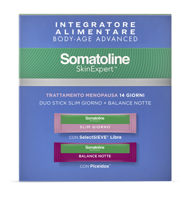 SOMATOLINE SKIN EXPERT BODY AGE ADVANCED MENOPAUSA INTEGRATORE ALIMENTARE DUO STICK GIORNO+ NOTTE 14 GIORNI  - maxifarmacia.it