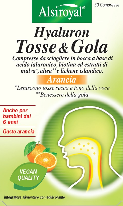 HYALURON TOSSE & GOLA ARANCIA 30 COMPRESSE MASTICABILI - maxifarmacia.it