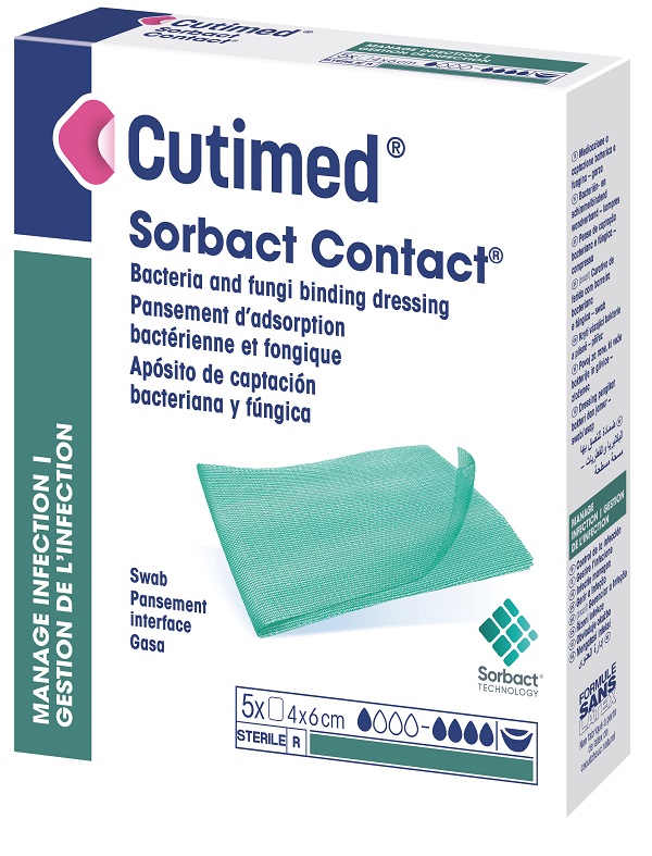 MEDICAZIONE IDROFOBICA CUTIMED SORBACT CONTACT 4X6 CM 5 PEZZI - maxifarmacia.it