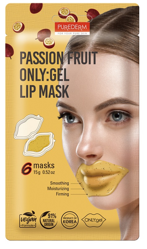 PUREDERM 6 MASCHERE LABBRA IN GEL AL FRUTTO DELLA PASSIONE LEVIGANTE, IDRATANTE E RASSODANTE - maxifarmacia.it