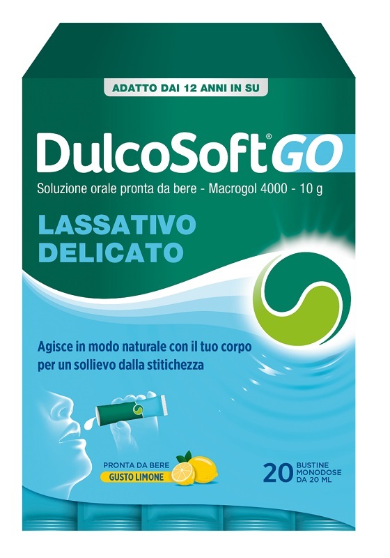 DULCOSOFT GO 20 BUSTINE DA 20 ML GUSTO LIMONE SENZA ZUCCHERO SENZA GLUTINE SENZA LATTOSIO - maxifarmacia.it