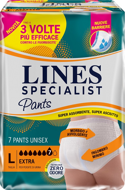 PANNOLONE PER INCONTINENZA LINES SPECIALIST PANTS EXTRA UNISEX L 7 PEZZI - maxifarmacia.it