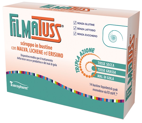 FILMATUSS SCIROPPO 14 BUSTINE LIQUID STICK PACK DA 10 ML - maxifarmacia.it
