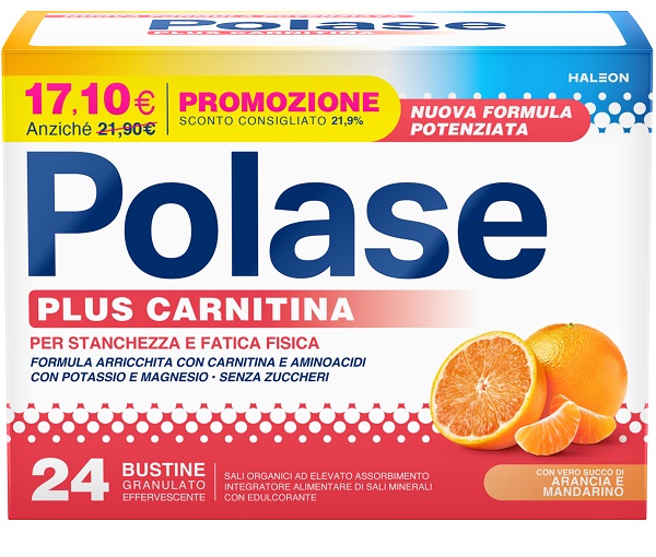 POLASE PLUS CARNITINA PROMO 24 BUSTINE GRANULATO EFFERVESCENTE DA 6,8 G - maxifarmacia.it